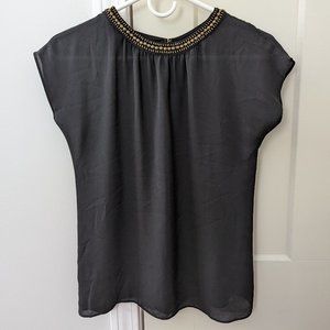 Anne Taylor Loft XSP sleeveless top black beaded neckline